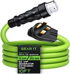 GEARit 50-Amp Generator Extension Cord (10 Ft) NEMA 14-50P to SS2-50R Twist Lock Connector STW 6/3+8/1 AWG 125/250V for 50A Power Inlet Box, RV Camper, Generator to House - 10 feet