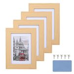 YAAPSDR 4x6 Picture Frame, 4 Pack Plastic 4x6 inch Wood Grain Picture Frames, Display Picture 3.5x5 with Mat or 4x6 Without Mat for Wall Floating or Tabletop