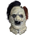 2022 Leathersface Mask Bloody Massacre Killer Cosplay Mask Scary Halloween Latex Adults Men Mask with Hair (Killer Mask B)