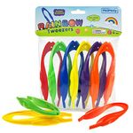 MoliMolly 6Pcs Plastic Colorful Easy Grip Tweezers, Easy Grasp Science Classroom Tools Accessories