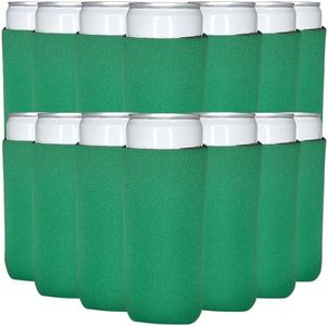 TahoeBay Slim Can Cooler Sleeves (50-Pack) Skinny Tall Cans 12 Oz Bulk Thin Seltzer Fit Sublimation Blanks for Vinyl Plain Blank Foam Beer Bottles Black White Assorted Solid Set (Kelly Green)
