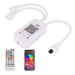 ALED LIGHT Bluetooth Controller, Wireless Bluetooth LED Strip Light Controller with 24 Keys IR Remote Control for RGB Band Lights Smart Phone APP Control Smart Controller for iOS and Android