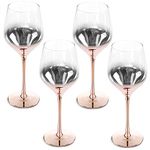 MyGift 19 oz Electroplated Ombre Rose Gold Crystal Stemware Wine Glasses, Set of 4