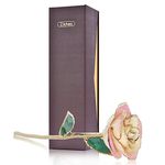 Forever Rose, Gifts for Her ZJchao 24k Gold Plated Dipped Rose Long Stem Foil Trim for Kitchen/Home/Christmas/Valentine's Day/Anniversary (White-)