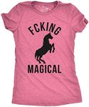 Womens Magical Funny T shirt Unicorn Vintage Tee Cool Cute 90s Novelty T shirt (Heather Pink) - M