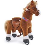 PonyCycle Ride on Horse Toys Riding Toy Horse for Toddlers Ride on Toys Mechanical Pony for Kids (30" Height/Size 3 for Age 3-5) Bouncy Rocking Horse Walking Animal Plush No Battery Brown Ux324