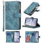 Jaorty Wallet Case Compatible with iPhone XR Case,[9 Card Slots] [Wrist Strap] [Stand Feature] Zipper Cash Pocket Magnetic Leather Cover Shockproof Slim Case for iPhone XR,6.1 inch Blue