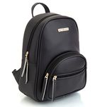 SACCI MUCCI Women's Pu Leather Stylish And Trending Backpack For College Office Travel Standard Backpack (Black), Small Size