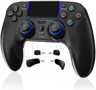 JUNHUAN Wireless PC Controller for PS4/PC/IOS/Android/Steam, Large Grip with RGB Stick Flare, Dual Motor Vibration, 6-Axis Gyro, Built-in Speaker, 3.5mm TRRS Connector