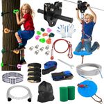 FAHKNS Zip Line Kit for Kids Adults: 200FT Up to 400 lbs - Updated Removable Design Trolley,Thickened Seat,Safety Harness,Quick Tighten Zipline Kits for Outdoor Backyard