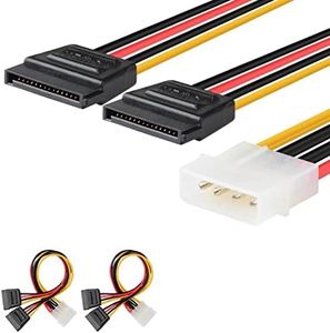 J&D 2 Paquets 4 Pin Molex (LP4) vers 2X 15 Pin SATA Y-Adapter Câble, 20cm
