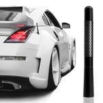 Mega Racer 5" 127 mm Carbon Fiber Polished Finish Black Short Stubby Antenna with Internal Copper Coil AM FM Compatible for Car and Truck Vehicle, 1 Piece