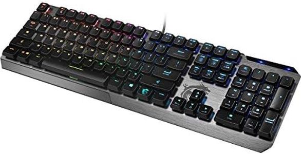 MSI Gaming Gear Backlit RGB Led Kailh Low Profile Mechanical Switches Anti Ghosting 104 Keys Brushed Aluminum Gaming Keyboard (Vigor GK50 Low Profile US)