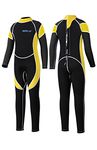 Yikayin Kids Wetsuits Full Length, 2.5MM Neoprene Diving Swimming Suit Back Zipper, Boys Girls Wetsuit for Swimming Diving Snorkeling Surfing SUP - Yellow XL