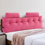 Headboard Wedge Pillow - Large Triangular Headboard Pillow with Head Roll Pillow Backrest Pillows-Bed Rest Reading Pillows for Sitting in Bed Backrest Positioning Support(Fuchsia,King:76x8x20 Inches)