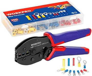 WORKPRO Crimping Tool Kit, Ratcheting Insulated Terminal Crimper for 22 to 10 AWG Wire, Crimping Pliers with 100 Pieces Terminal Connectors