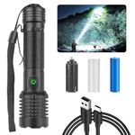 Chasinglee Flashlight Rechargeable,LED 9000 Lumens Flash Light, Brightest Flashlight Powerful ，charging portTactical Flashlight High Power Flashlight Super Bright, for Camping Hiking