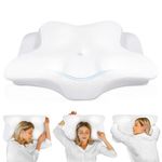 HOMCA Cervical Pillow, Ergonomic Neck Support Pillows for Sleeping, Memory Foam Neck Pillow for Side Back Stomach Sleepers with Soft Breathable Pillowcase(White)