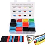 NAXUE Electrical Wire Cable Sleeving Wrap- 560Pieces Heat Shrink Tubing 2:1, Cable Wrap Assortment Electric Insulation Heat Shrink Tube Kit with Box(5 colors/12 Sizes) Black, Red, Blue, Yellow, Green