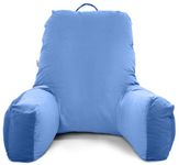 MY ARMOR Bear Reading Pillow, Bed Rest Pillow with Support Arms, Perfect Back Support for Reading/Working/Watching TV in Bed, Machine Washable Premium Velvet Zipper Cover, King Size - Sky Blue