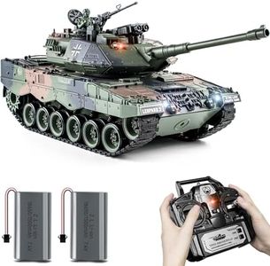 Supdex 1:18 RC Tank, 2.4Ghz German Leopard II Remote Control Tank Model Toys, Battle Army Tank 15 Channel with Smoke Light and Sound, Military Toy for Adults and Kids That Shoots BBS and Water Bombs