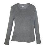 Cuddl Duds Women's Fleecewear with Stretch Crew Neck Top, Charcoal Heather, Large