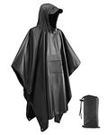 Victoper Waterproof Poncho Adult, Lightweight Reusable Raincoat for Outdoor Hiking Camping Cycling Traveling with Emergency Grommet Corners Grey