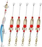 Fishing CRR Carolina Ready Rig, 5Pcs Pre Rigged Carolina Ready Rig Bullet Sinkers Fishing Weights Barrel Swivels Beads for Bass Saltwater Freshwater Fishing Tackle (Gold, 3/4oz-5pcs)