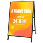 24 x 36 Inch A Frame Sign Portable Double-Sided Folding Sandwich Board with Carry Handle Heavy Duty Slide-in Sidewalk Signboard for Outdoor Street Advertising Poster