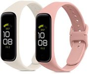 kwmobile Straps Compatible with Samsung Galaxy Fit 2 Straps - 2x Replacement Silicone Watch Bands - White/Dusty Pink