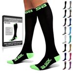 SB SOX Compression Socks (20-30mmHg) for Men & Women – Best Compression Socks for All Day Wear, Better Blood Flow, Swelling! (Medium, Black/Green)