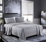 Bed Sheets - Twin Sheet Set [4-Piece, Light Grey] - Hotel Luxury 1800 Brushed Microfiber - Soft and Breathable - Deep Pocket Fitted Sheet, Flat Sheet, Pillow Cases