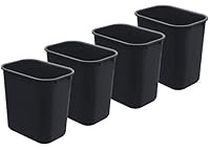 Acrimet Wastebasket, Deskside Bin, 6.75 Gallon/ 27 Quart/ 24 Liter (Plastic) (Black Color) (Set of 4)