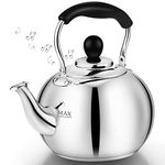 Dclobtop Whistling Tea Kettle Stovetop - 2.5 Quart Round Tea Kettle Stovetop, Silver Mirror Polished Classic Stovetop Kettle, Food Grade Material Kettle Teapot for Stove Top,Tea Pot