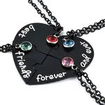 Top Plaza Silver Tone Alloy Rhinestone Best Friends Forever and Ever BFF Necklace Engraved Puzzle Friendship Pendant Necklaces Set(Set of 3), Metal For Women