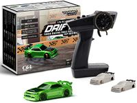 FLYCOLOR Turbo Racing 1:76 Scale Drift RC Car with Gyro Mini Full Proportional RTR 2.4GHZ Remote Control with 2 Replaceable Body Shell (C64-Green)