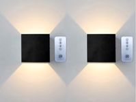 ZYI Indoor LED Wall Lamp with Touch Switch, Cordless Lamp Rechargeable USB Wall Sconce Lights Battery Powered Bedside Lamps for Bedroom Corridor Stairwell (Black with Remote 2 Pack, 3000K)