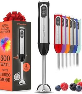 Powerful Immersion Blender, Electric Hand Blender 500 Watt with Turbo Mode, Detachable Base. Handheld Kitchen Blender Stick for Soup, Smoothie, Puree, Baby Food, 304 Stainless Steel Blades (Black)