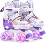 ERNAN Roller Skates,4 Size Adjustable Toddler Roller Skates with Light up Wheels for for Kids Girls & Boys (Purple, M)