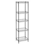 SONGMICS Metal Storage Shelves, 5-Tier Wire Shelving Unit, Kitchen Rack, Adjustable Shelves, 4 Hooks, Shelf Liners, 11.8 x 15.7 x 59.1 Inches, Total Load Capacity 220 lb, for Garage, Black ULGR105B01