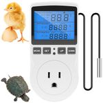 LYDODOKA Backlit Screen Digital Thermostat Outlet Plug, 1800W 15A/120V Heating Cooling Temperature Controller Outlet Socket Celsius/Fahrenheit for Reptile, Incubation, Greenhouse