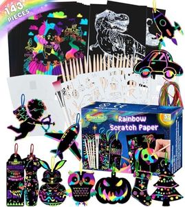 Smarkids Fogli da Disegno, 143 Arcobaleno Scratch Painting Paper Set Grattare Artistico per Bambini, 60 Fogli Nera Carta 20 Stilo 4 Stencil 1 Pennello Morbido