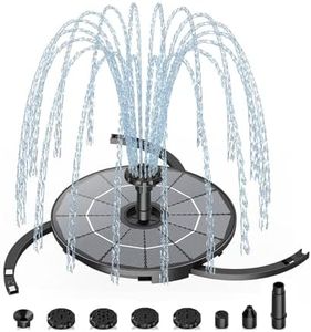 AISITIN DIY Solar Fountain Pump for Water Feature with 3.9ft Cord, Solar Bird Bath Fountain with 6 Nozzles, Solar Powered Water Floating Fountain for Bird Bath, Garden, Ponds Fish Tank, Outdoor