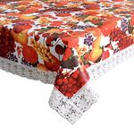 Kuber Industries Fruit Print Exclusive Table Cloth|PVC 4 Seater Center Table cover|Table Sheet for dining, Party, Events|Waterproof Protector|Indoor and Outdoor Use 60x40 (Multi)