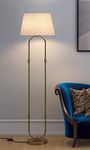 Divine Trends Loop Modern Floor Lamp Brass Antique Finish Standing 5Ft Height With 16 Inches Diameter Off White Lampshade Pack Of 1 - Led