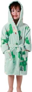 Boys Girls Hooded Pajamas Soft Coral Fleece Bathrobe Unisex Dressing Gown Sleepwear