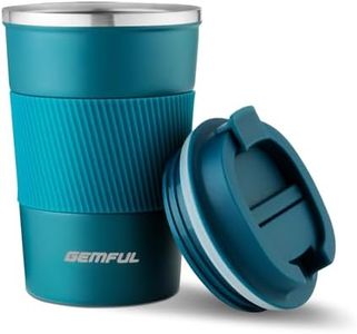 GEMFUL Travel Coffee Mug Double Walled Insulated Tumbler Cups for Cold and Hot Drinks 380ml