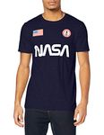 Nasa Men's Badge T Shirt, Navy Blue, S UK