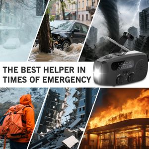 Wind Up Emergency Radio, 2000mAh Hand Crank AM/FM, Flashlight & SOS – Black