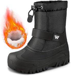 LACKWAR Kids Snow Boots Warm Waterproof Boys Winter Boot Non Slip Snow Shoes Outdoor Boys Girls Snow Boots(Black,1 Big Kid)